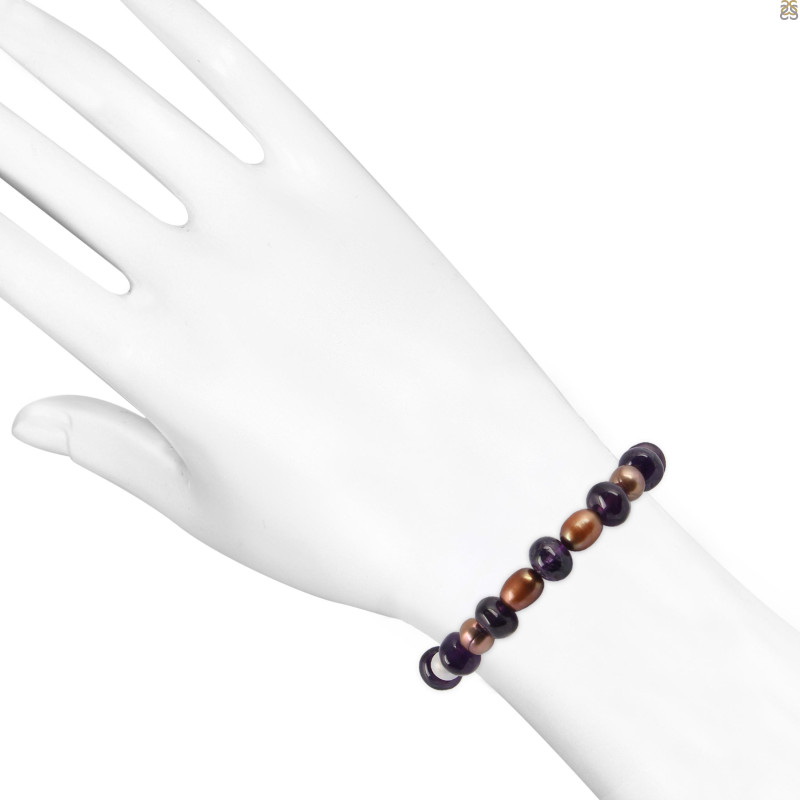 Amethyst / Pearl Beaded Bracelet BDD-11-92