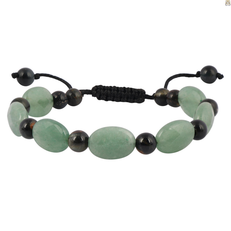 Prehnite / Tiger Eye Beaded Bracelet BDD-11-94
