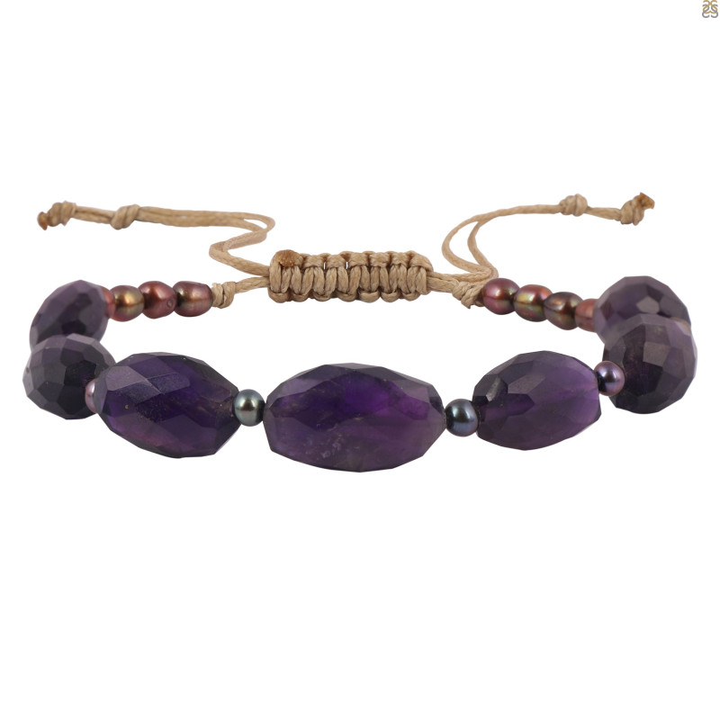 Amethyst / Pearl Beaded Bracelet BDD-11-95