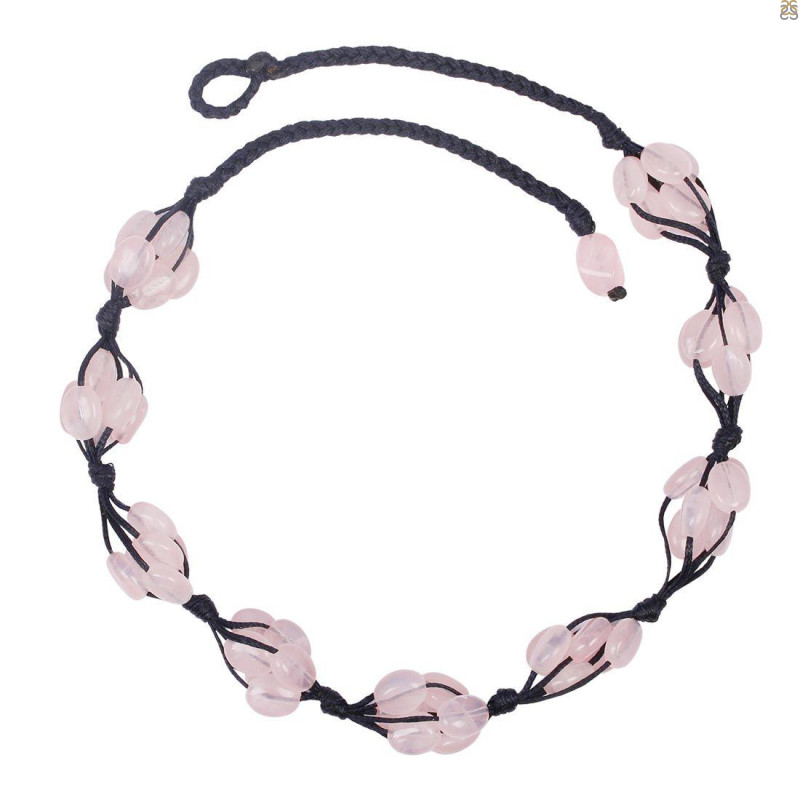 Rose Quartz Beaded Necklace BDD-12-1613