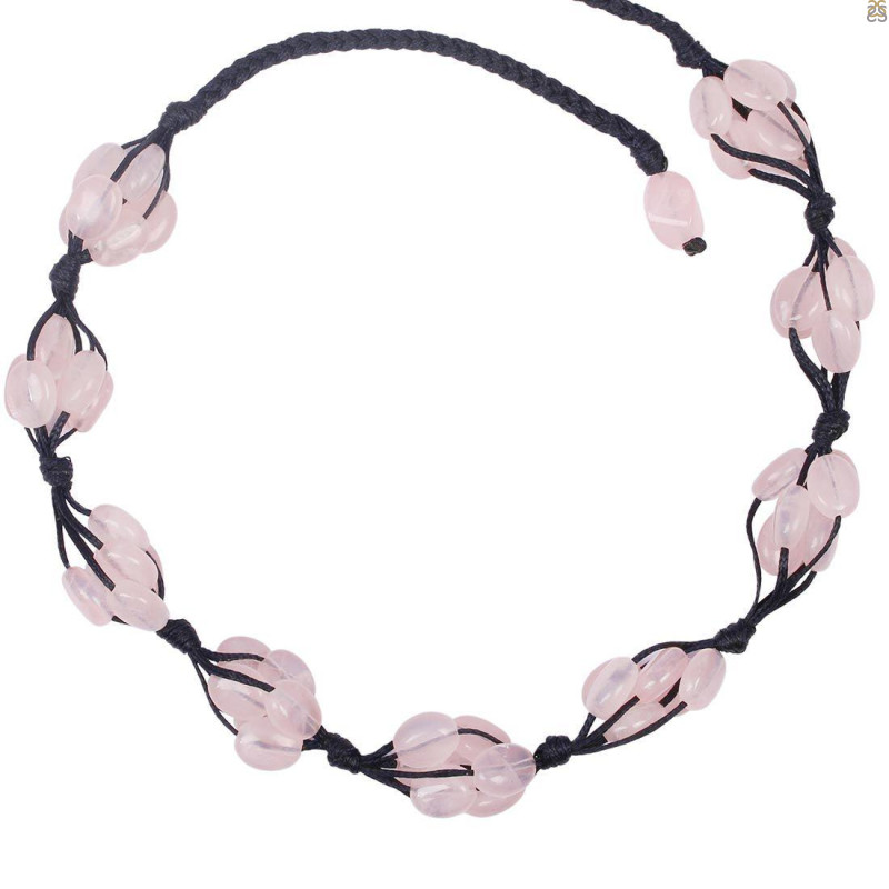Rose Quartz Beaded Necklace BDD-12-1613