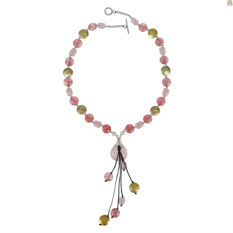 Rose Quartz/Cherry Agate Beaded Necklace BDD-12-1624