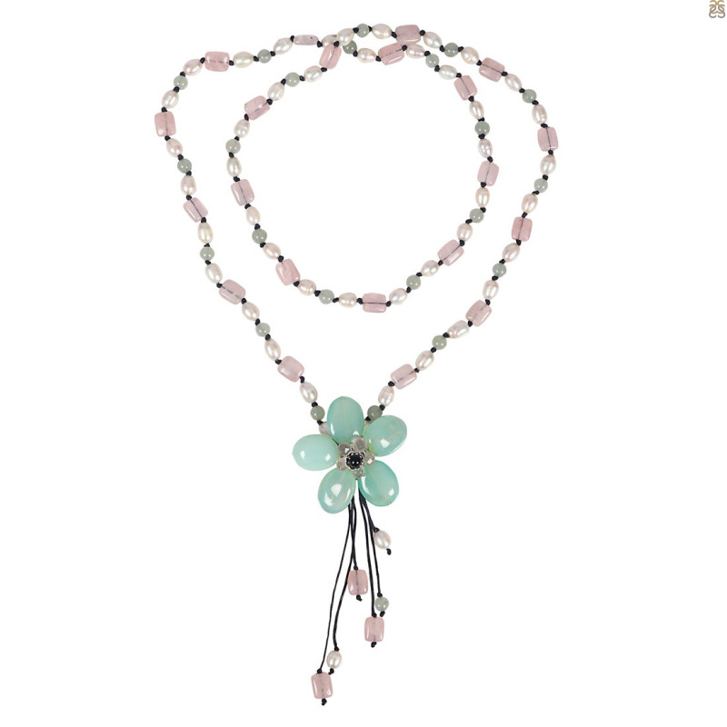 Chalcedony/Rose Quartz Beaded Necklace BDD-12-1655