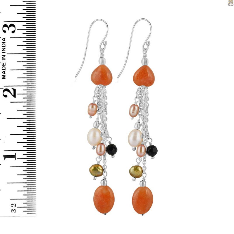 Orange Aventurine Beaded Earring BDD-3-120