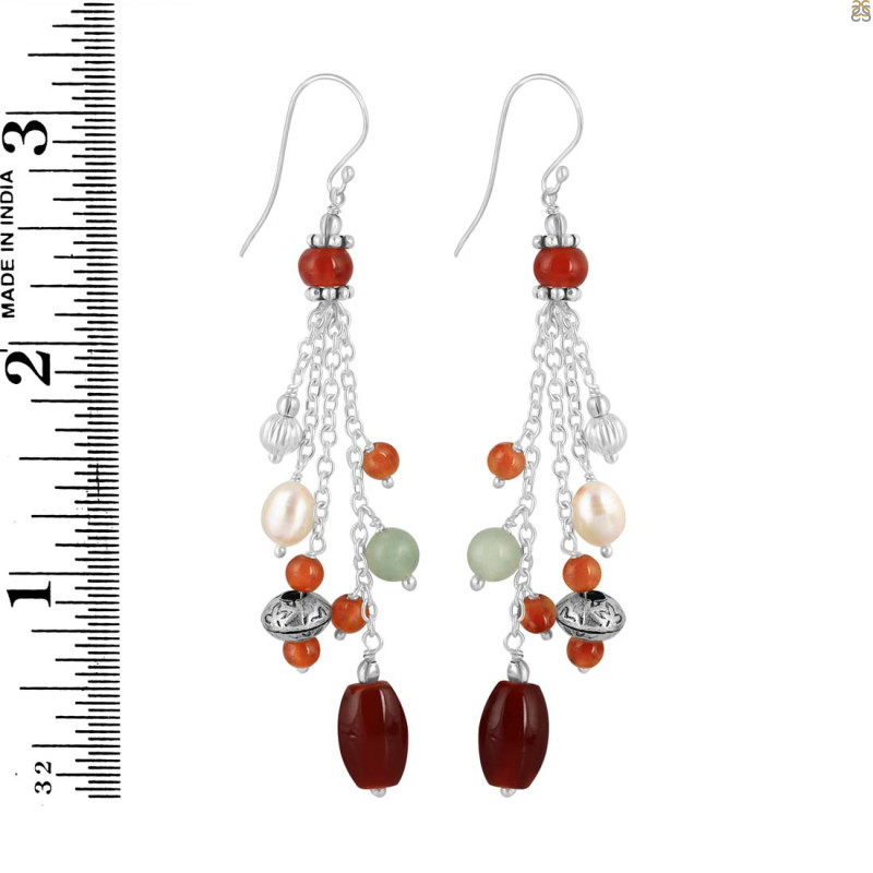 Red Agate Beaded Earring BDD-3-124