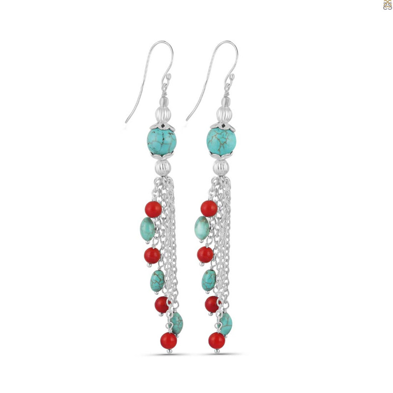Stabilized Turquoise Beaded Earring BDD-3-128