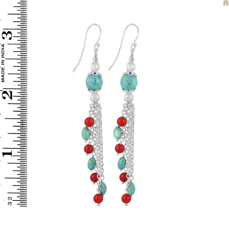 Stabilized Turquoise Beaded Earring BDD-3-128