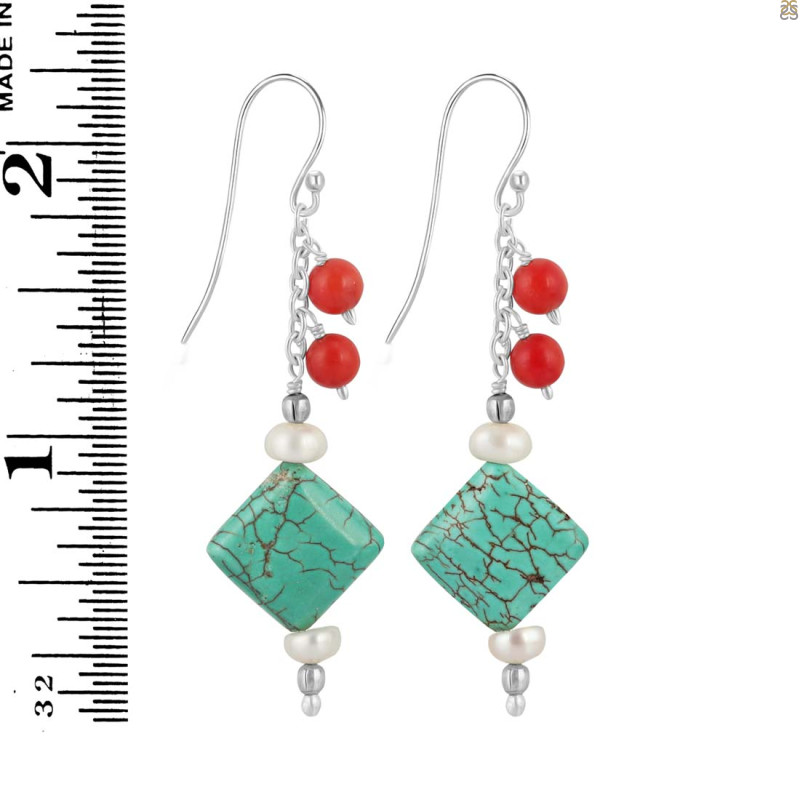 Stabilized Turquoise Beaded Earring BDD-3-133