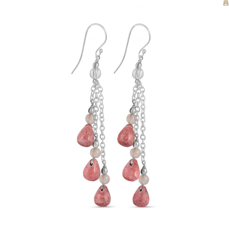Rhodonite Beaded Earring BDD-3-136