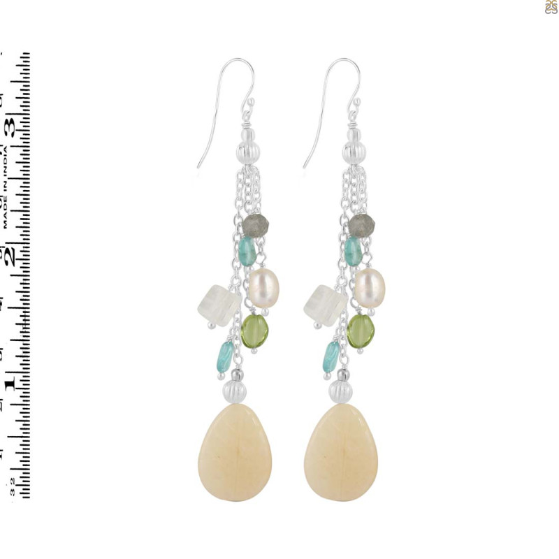 Yellow Aragonite Beaded Earring BDD-3-142