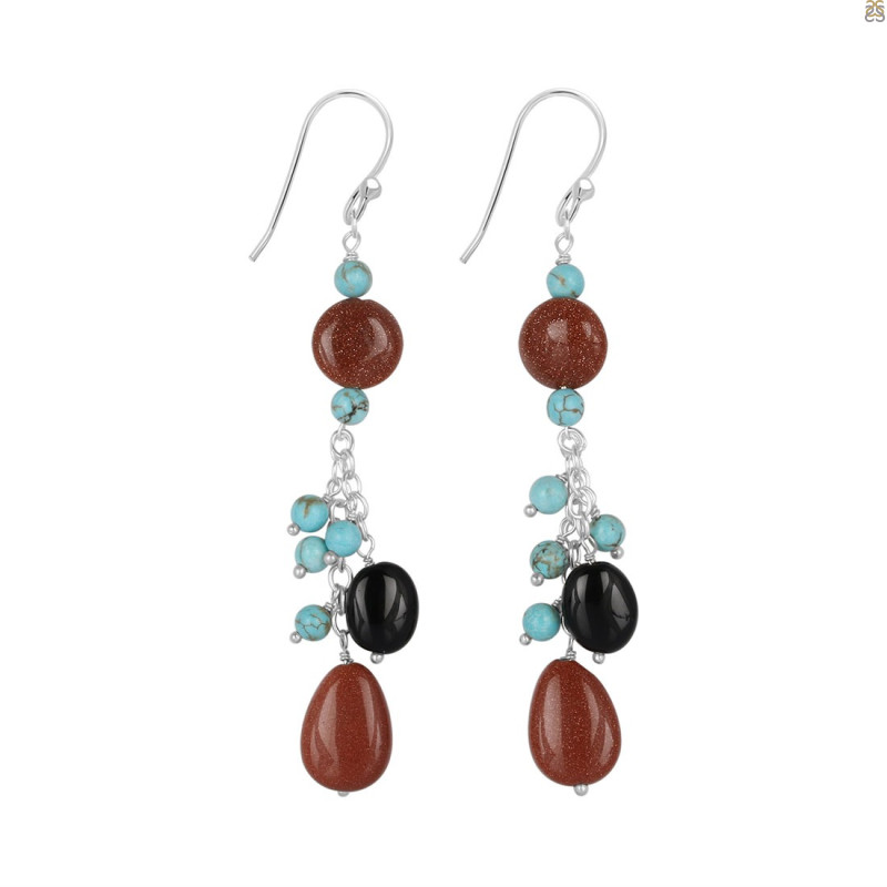 Sunstone/Turquoise Beaded Earring BDD-3-143