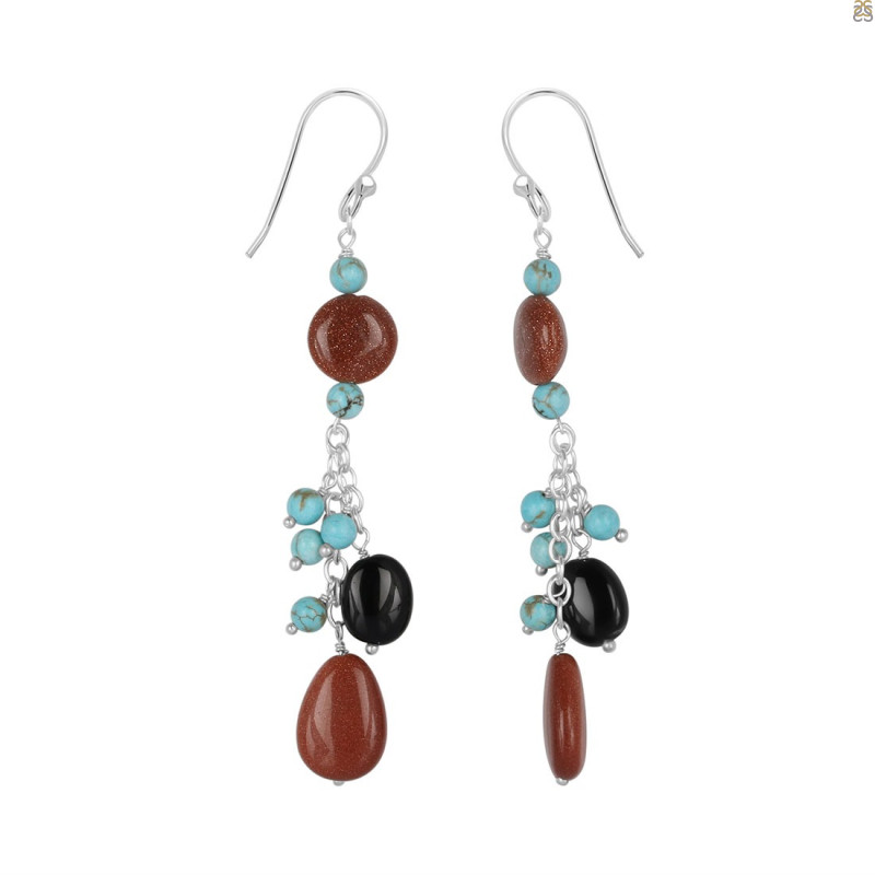 Sunstone/Turquoise Beaded Earring BDD-3-143
