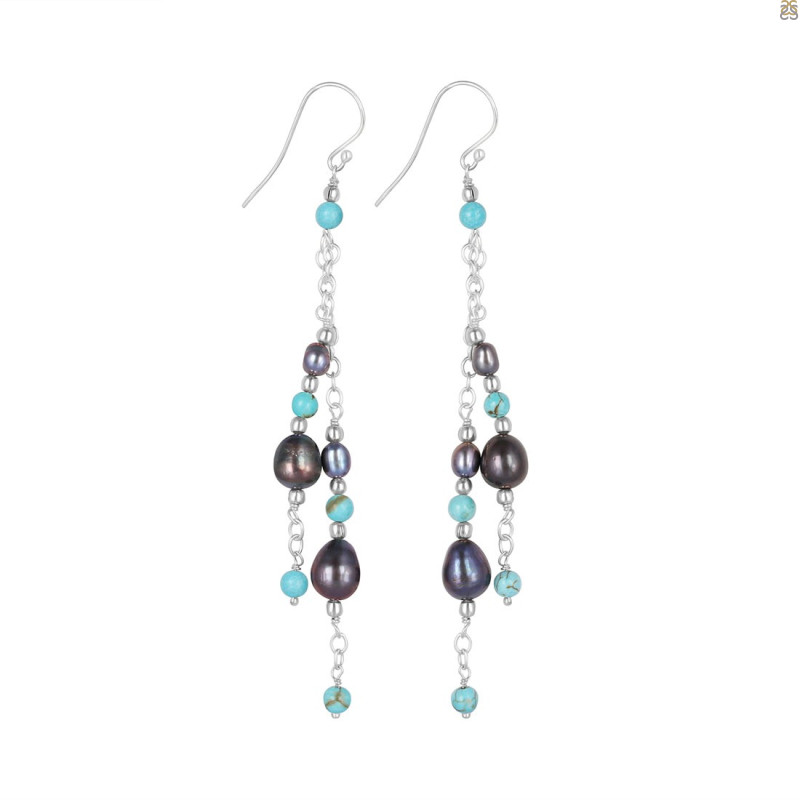 Pearl/Turquoise Beaded Earring BDD-3-146