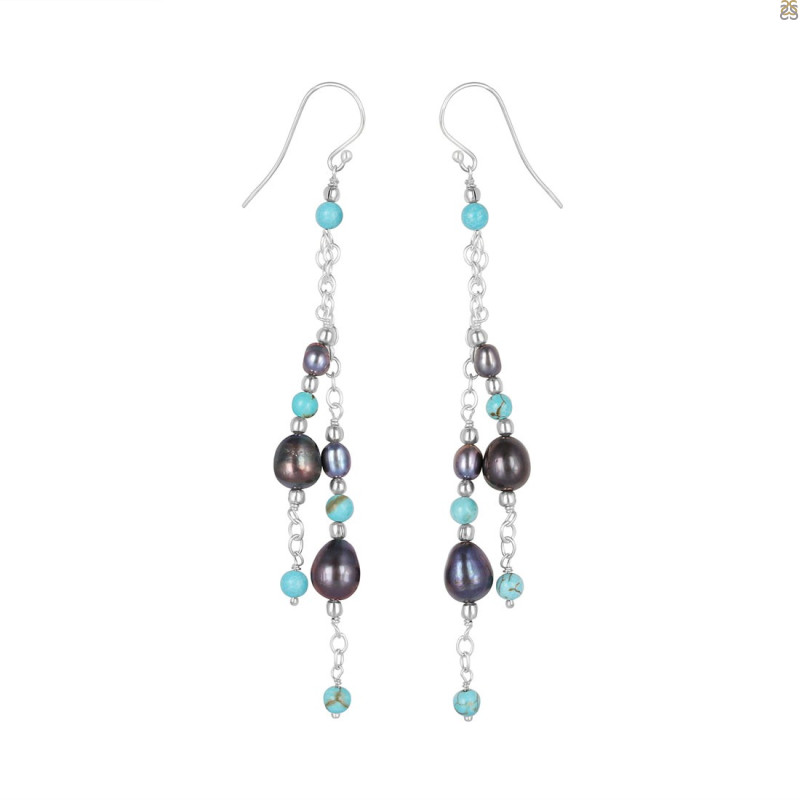 Pearl/Turquoise Beaded Earring BDD-3-146