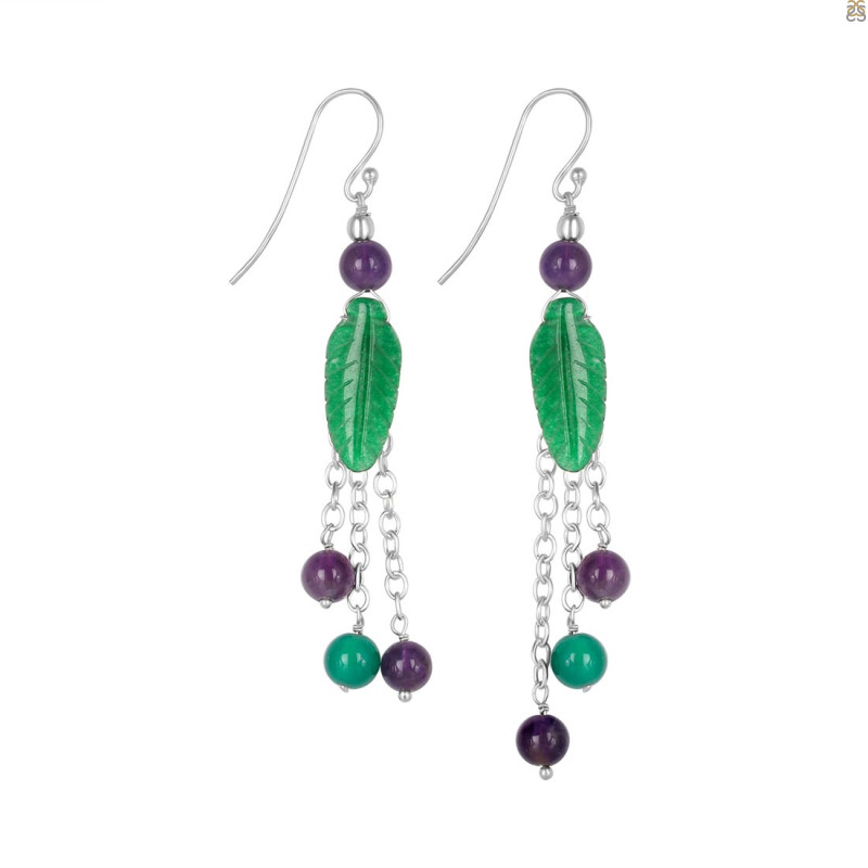 Green Aventurine/Amethyst Beaded Earring BDD-3-148