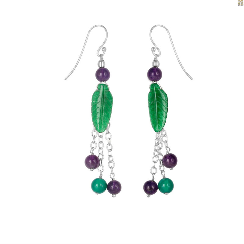 Green Aventurine/Amethyst Beaded Earring BDD-3-148