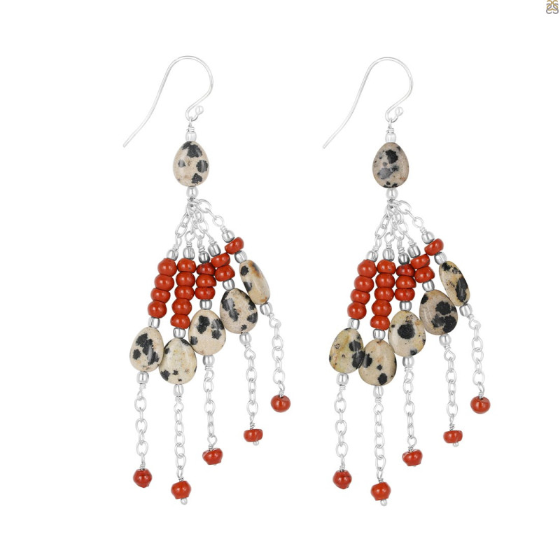 Delmefia Jasper/Red Jasper Beaded Earring BDD-3-150