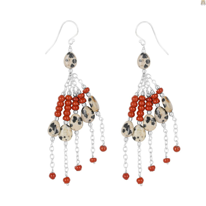 Delmefia Jasper/Red Jasper Beaded Earring BDD-3-150