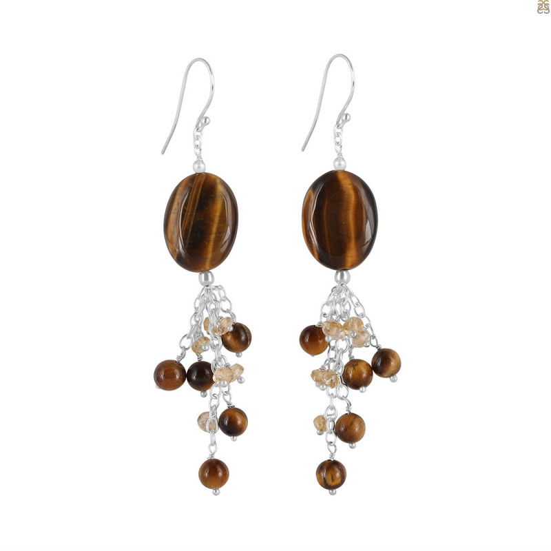 Tiger Eye Beaded Earring BDD-3-157