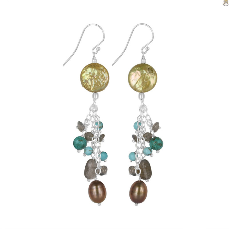 Pearl/Turquoise/Labradorite Beaded Earring BDD-3-158