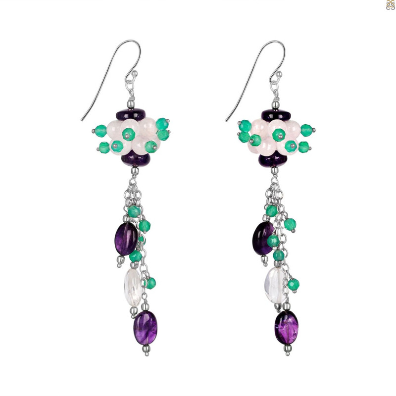 Amethyst/Crystal Beaded Earring BDD-3-160