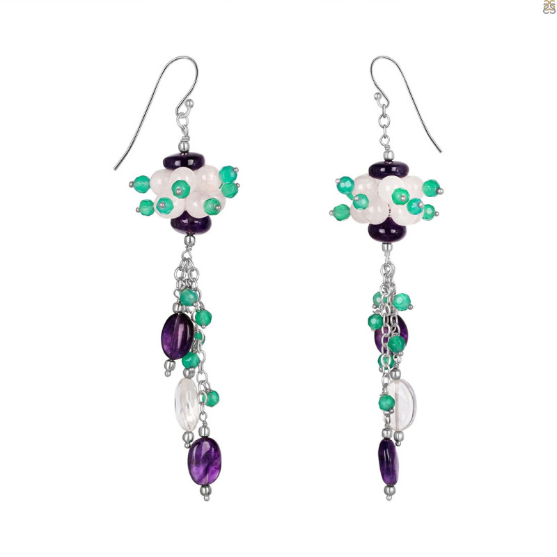 Amethyst/Crystal Beaded Earring BDD-3-160