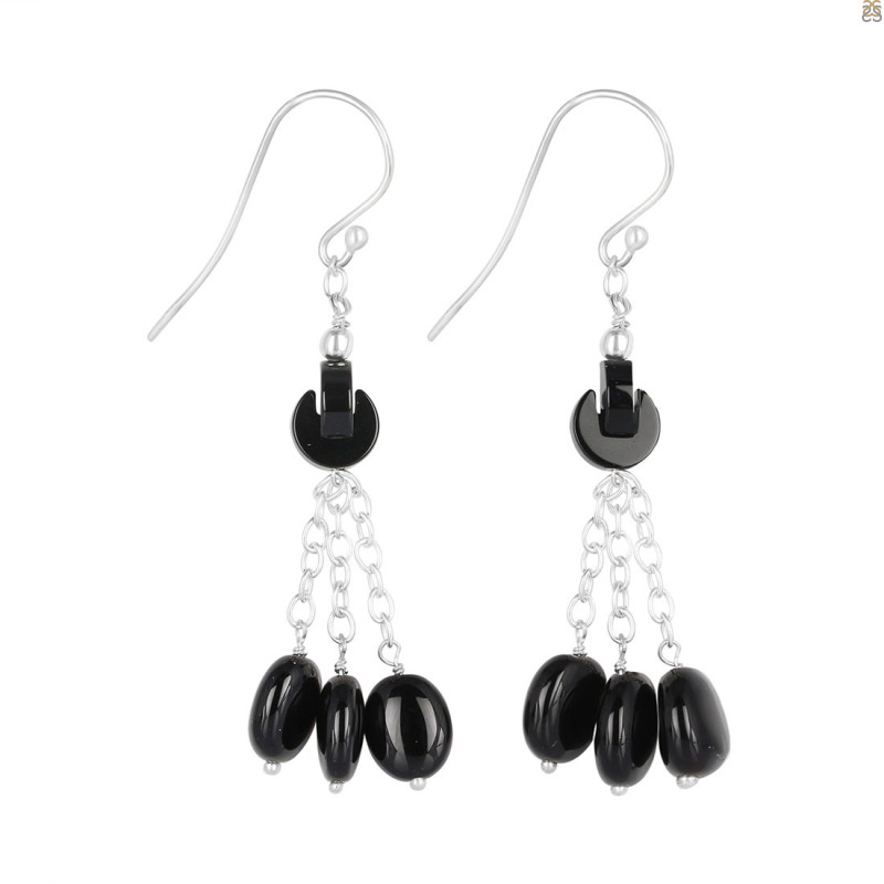 Black Spinel Beaded Earring BDD-3-161