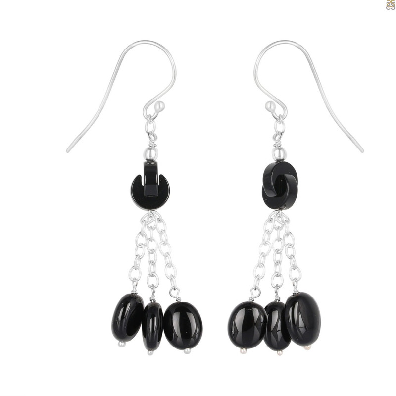 Black Spinel Beaded Earring BDD-3-161