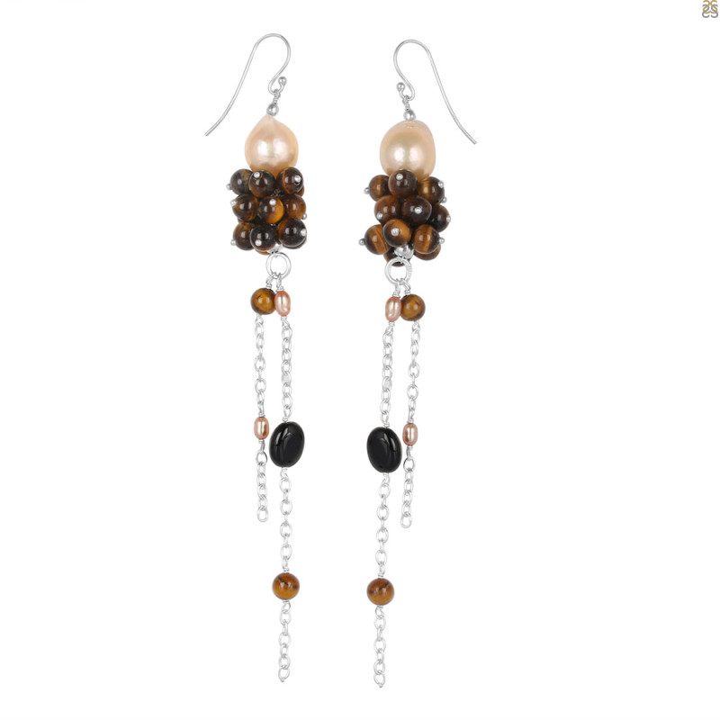 Pearl/Tiger Eye Beaded Earring BDD-3-165