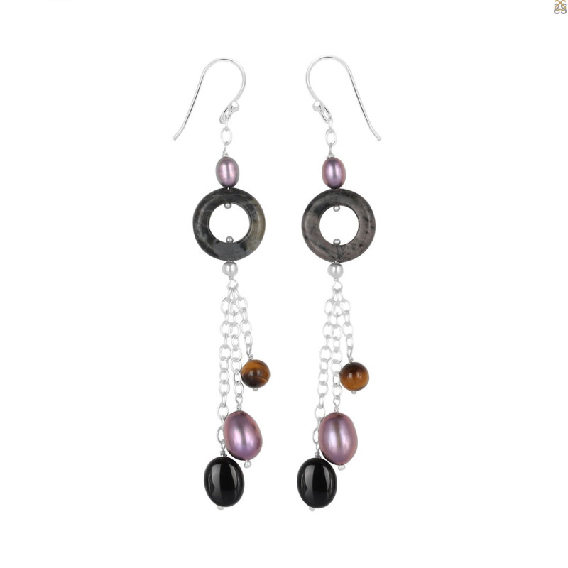 Zebra Jasper/Tiger Eye Beaded Earring BDD-3-167