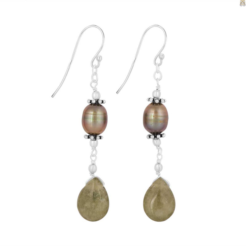 Peridot / Pearl Beaded Earring BDD-3-172