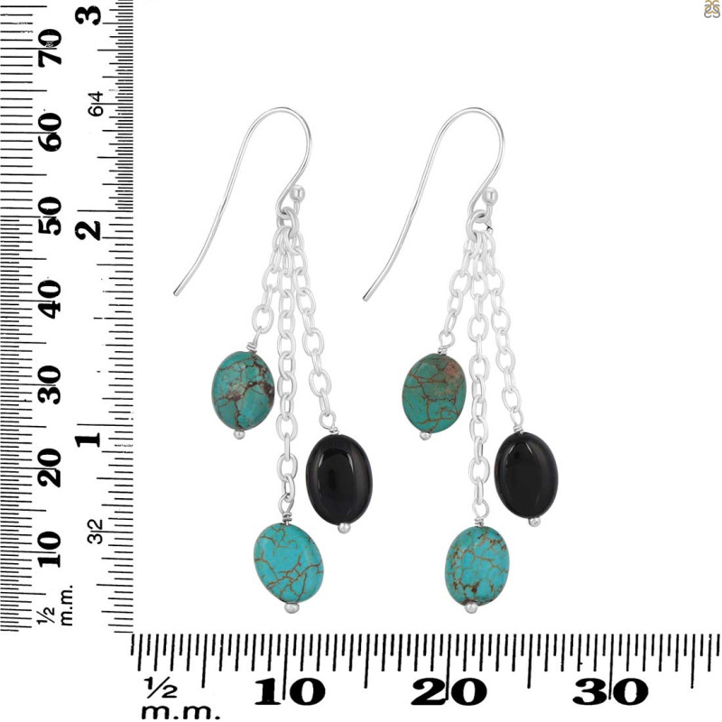 Turquoise / Black Spinel Beaded Earring BDD-3-175