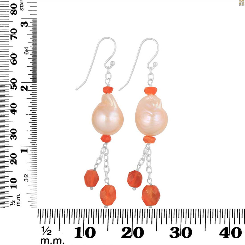 Carnelian / Pearl Beaded Earring BDD-3-181
