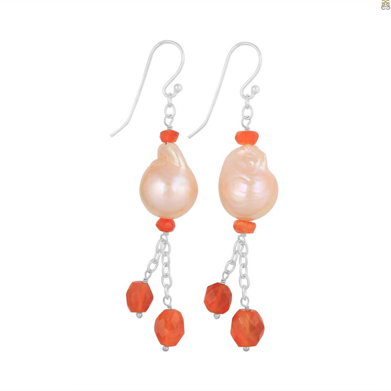 Carnelian / Pearl Beaded Earring BDD-3-181