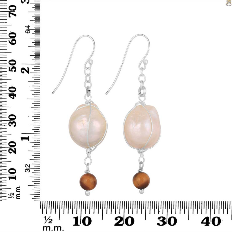 Pearl / Tiger Eye Beaded Earring BDD-3-184
