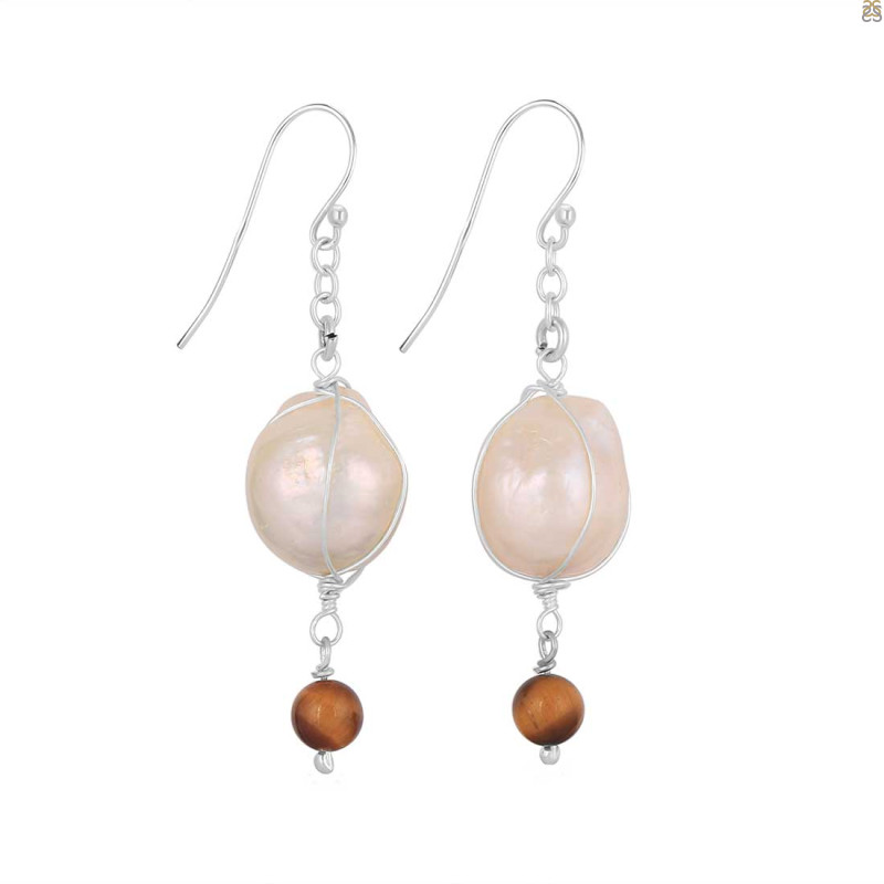 Pearl / Tiger Eye Beaded Earring BDD-3-184