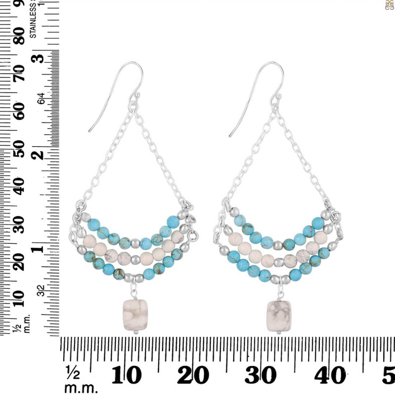 Howlite / Turquoise Beaded Earring BDD-3-187