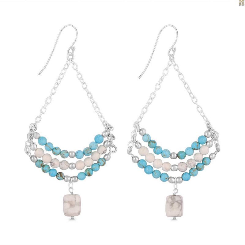 Howlite / Turquoise Beaded Earring BDD-3-187