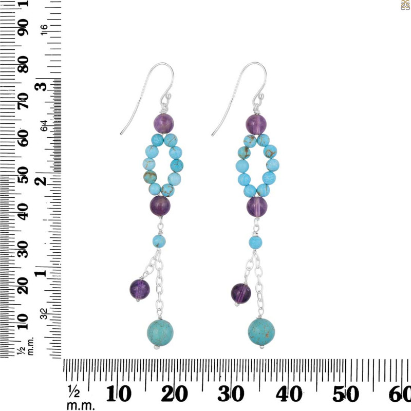 Amethyst / Turquoise Beaded Earring BDD-3-188