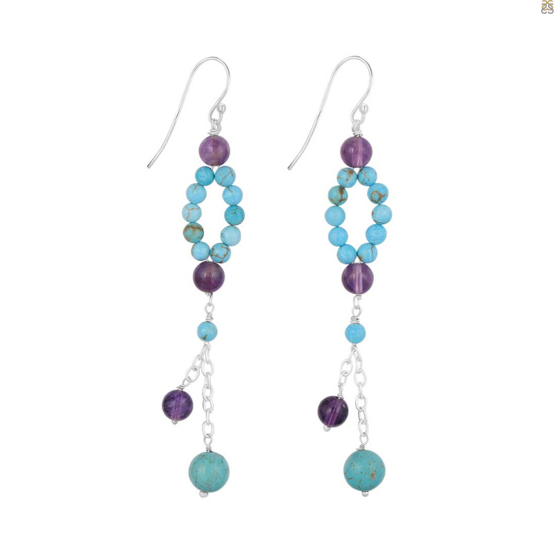 Amethyst / Turquoise Beaded Earring BDD-3-188