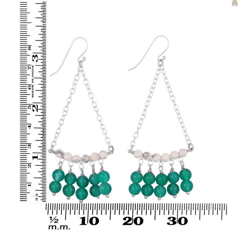 Green Onyx / Howlite Beaded Earring BDD-3-190