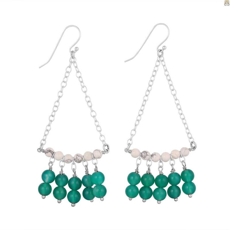 Green Onyx / Howlite Beaded Earring BDD-3-190