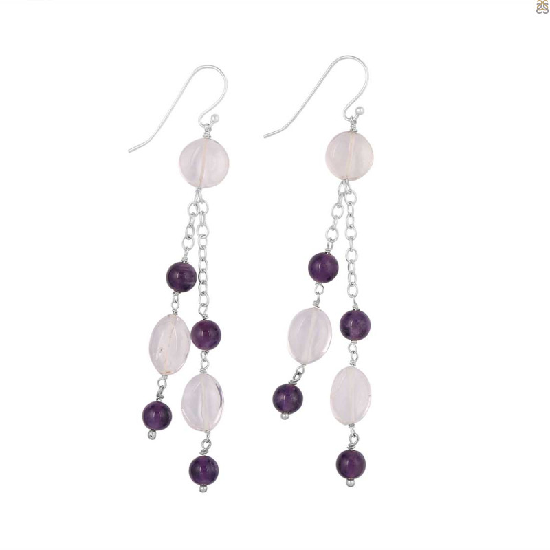 Amethyst / Crystal Beaded Earring BDD-3-192