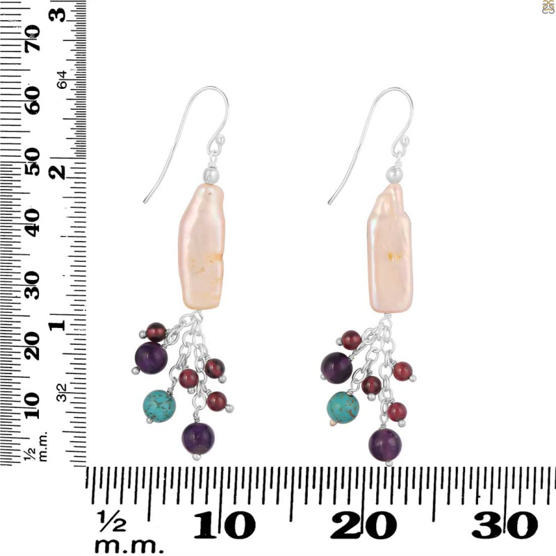 Pearl / Amethyst / Turquoise Beaded Earring BDD-3-196
