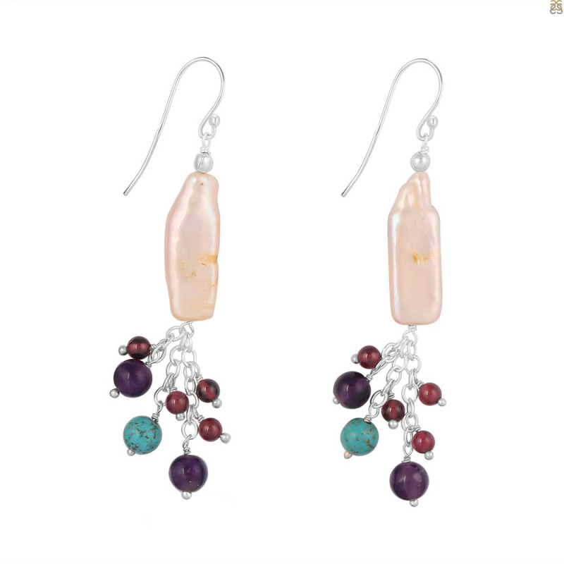Pearl / Amethyst / Turquoise Beaded Earring BDD-3-196