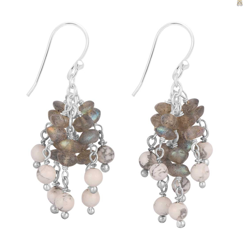 Labradorite / Howlite Beaded Earring BDD-3-197
