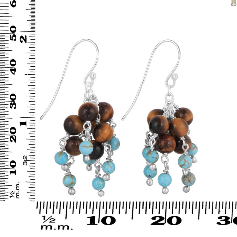 Turquoise / Tiger Eye Beaded Earring BDD-3-198