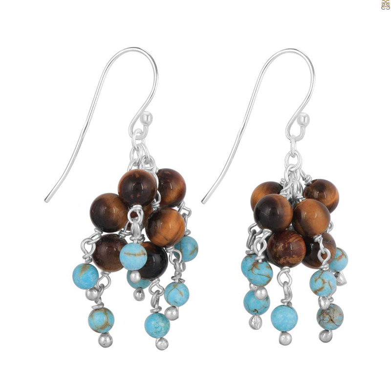 Turquoise / Tiger Eye Beaded Earring BDD-3-198