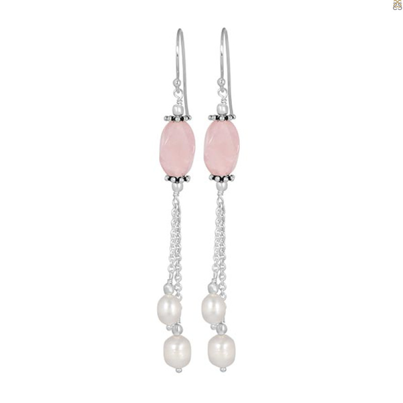 Rose Quartz Beaded Earring BDD-3-21