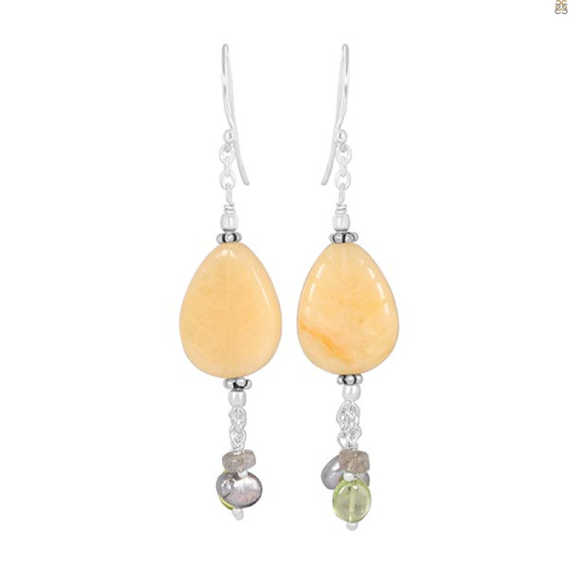 Yellow Aragonite Beaded Earring BDD-3-30